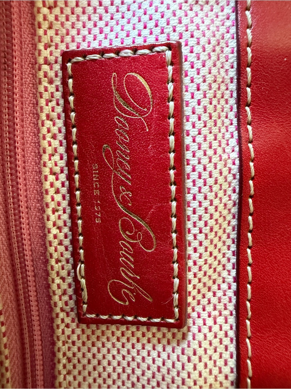 Dooney & Bourke Brown Giraffe-Print Tote with Red Trim - Picture 7 of 10
